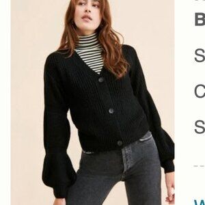 Black Balloon Sleeve Cardigan